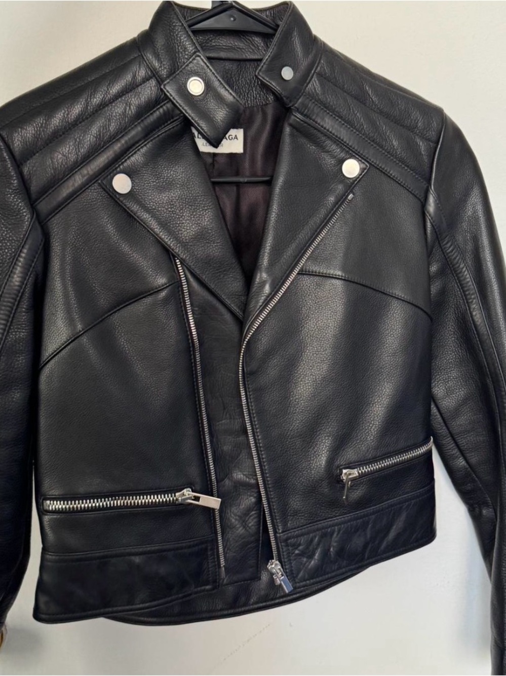 Balenciaga Black Leather Cropped Jacket - Picture 3 of 7